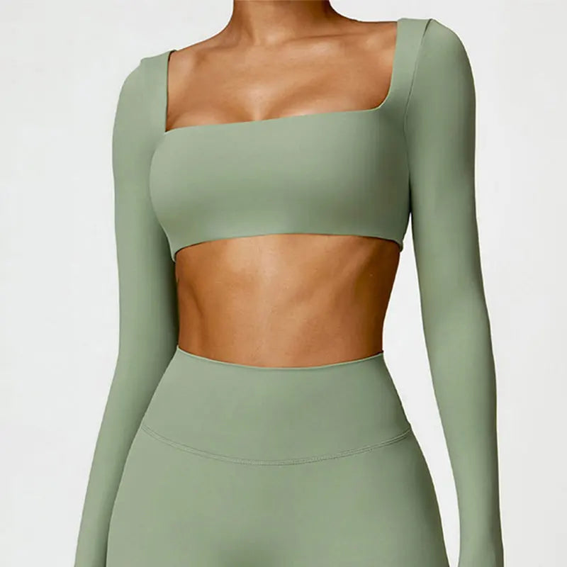Women's Long Sleeve Yoga Shirt – Gym Push-Up Fitness Top