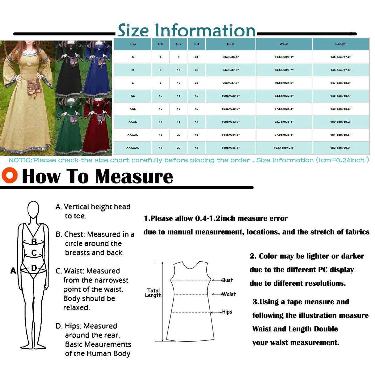 Women’s Medieval Gothic Renaissance Dress