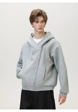 Slant Zipper Hooded Cardigan Jacket