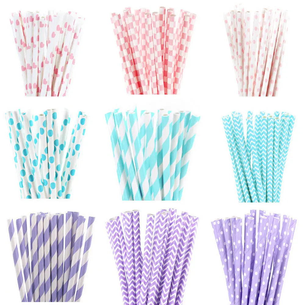 Light Color Paper Straws (25pcs)