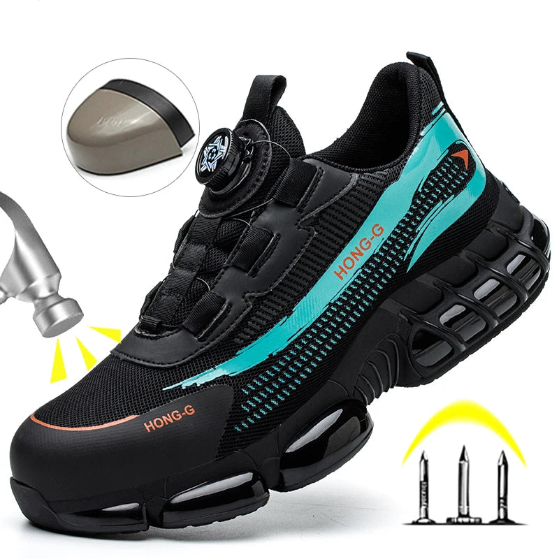 Men Rotary Buckle Steel Toe Safety Shoes
