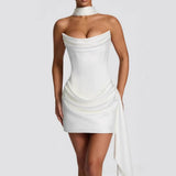 Ivory Luxe Corset Satin Mini Dress