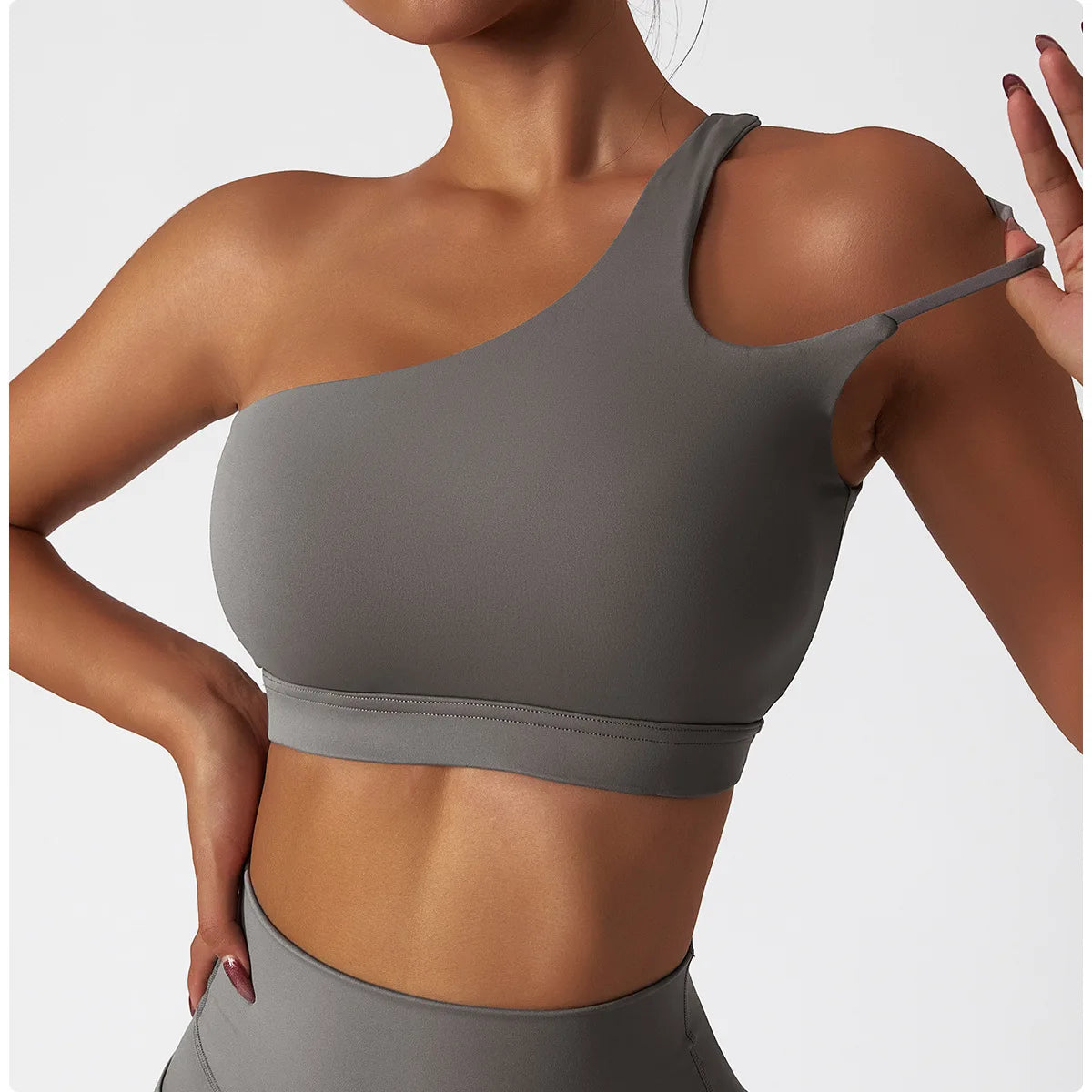 Women Oblique Shoulder Sports Bra
