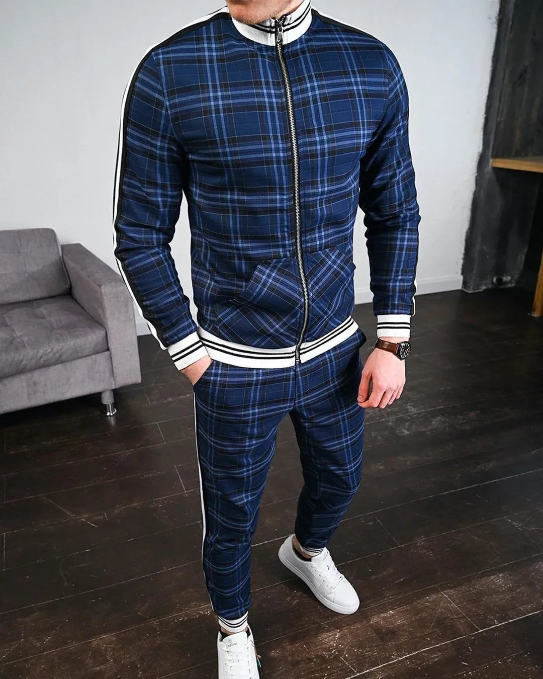 Men's Checkered Sports Tracksuit