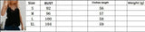 Size chart for SatéBelle™ elegant satin camisole showing bust measurements and clothing length for sizes S to XL.