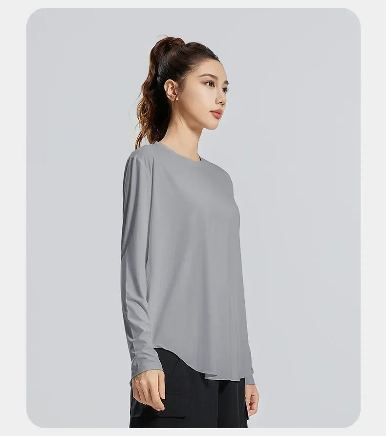 Women Loose Fit Yoga Cover Up Shirt