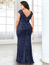 Women Plus Size Mermaid Sequin Formal Prom Dress