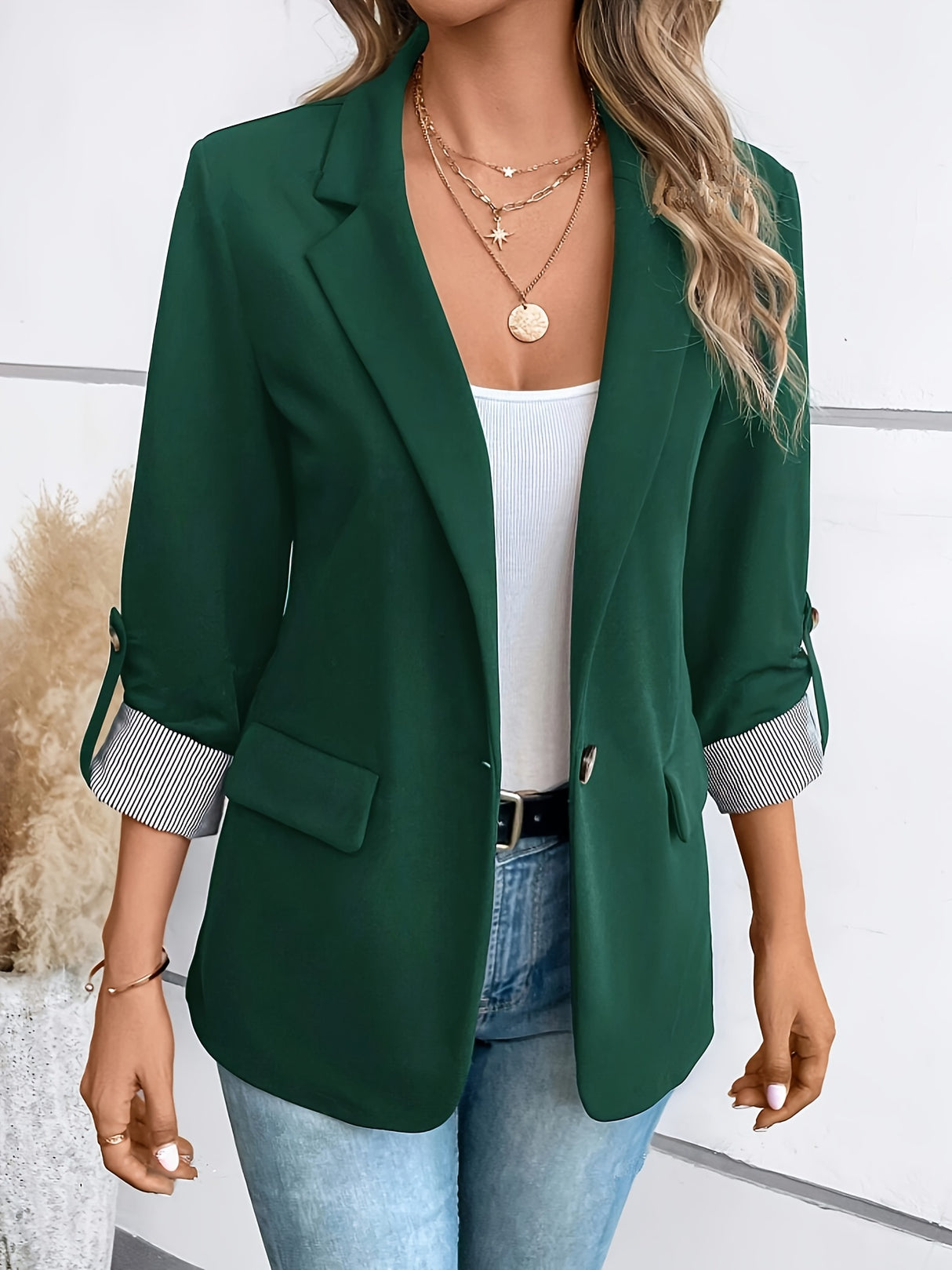 Cuffique™ – Blazer with Striped Cuff (Semi-Formal, Smart Versatility, Polyester Blend)