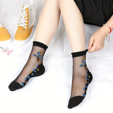 5 Pairs of Warm Leg Warmers for Women with Floral See