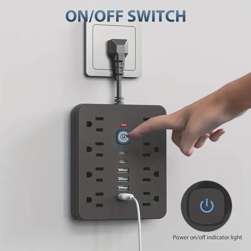 14-in-1 Power Strip with Surge Protection and One-Touch Control Switch