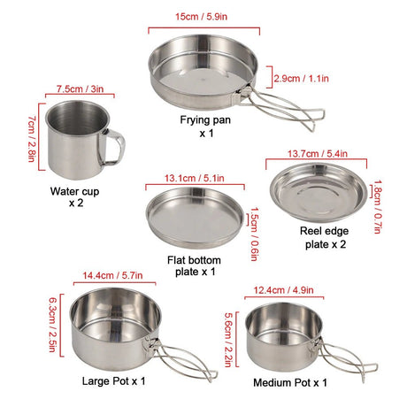 Camping Mess Kit (8pcs) | by Anwer Fancy | Worldwide Shipping