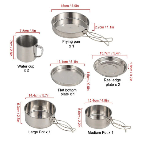Camping Mess Kit (8pcs) | by Anwer Fancy | Worldwide Shipping