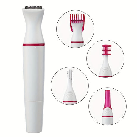 5-in-1 Electric Epilator for Women, multipurpose hair removal device with interchangeable attachments.