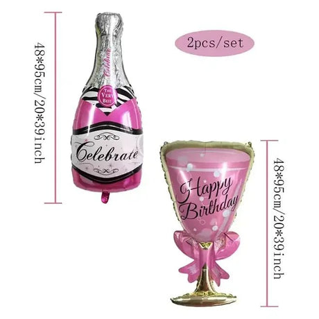Champagne Bottle & Glass Balloon Set | by Anwer Fancy | Worldwide Shipping