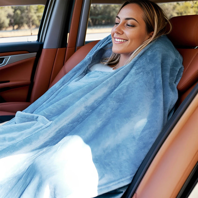 Comfortable Blue Flannel Blanket with Pillow | by Anwer Fancy | Worldwide Shipping