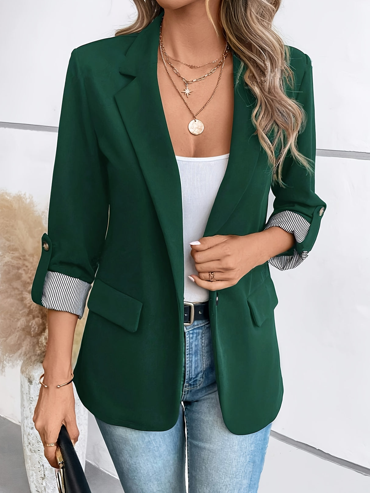 Cuffique™ – Blazer with Striped Cuff (Semi-Formal, Smart Versatility, Polyester Blend)