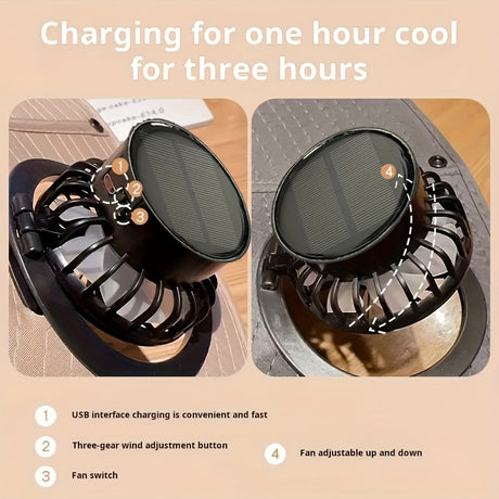 Solar Fan Cap features USB charging, three-speed settings, and adjustable fan design for optimal cooling.
