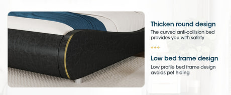 WEEWAY Modern Platform Bed Frame with thick rounded design and low profile for safety and pet convenience.
