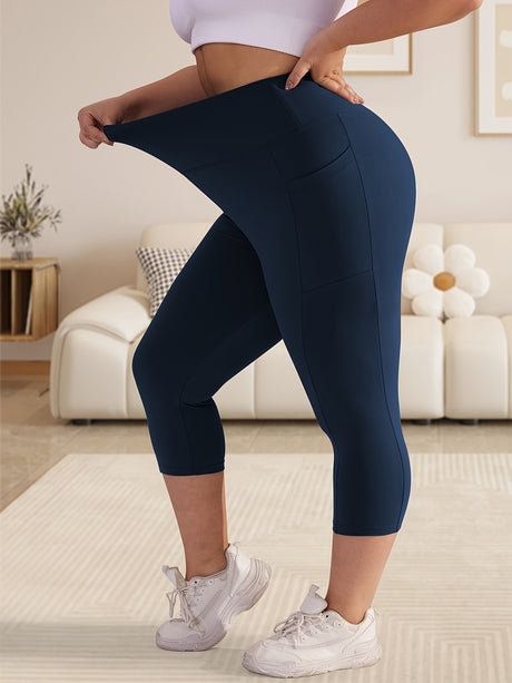 3pcs stretch polyester leggings with pockets, high stretch fabric, perfect for active wear, great for spring and summer.