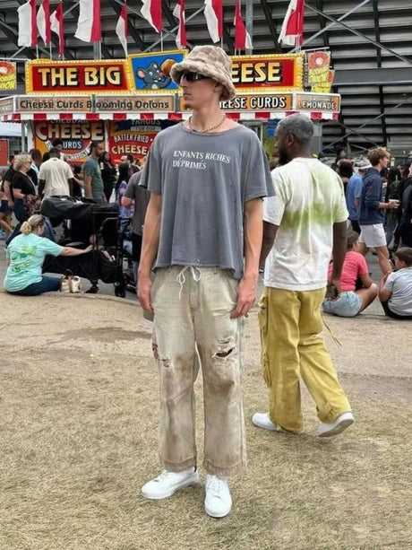 Distressed Letter Print Loose Fit T-Shirt | by Anwer Fancy | Worldwide Shipping