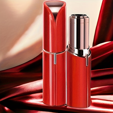 USB rechargeable mini hair trimmer for women in a stylish red casing, perfect for facial hair removal and grooming.