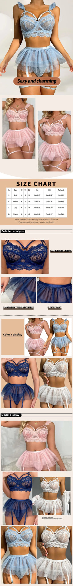 Lace Lingerie Set with Garter Belt | by Anwer Fancy | Worldwide Shipping