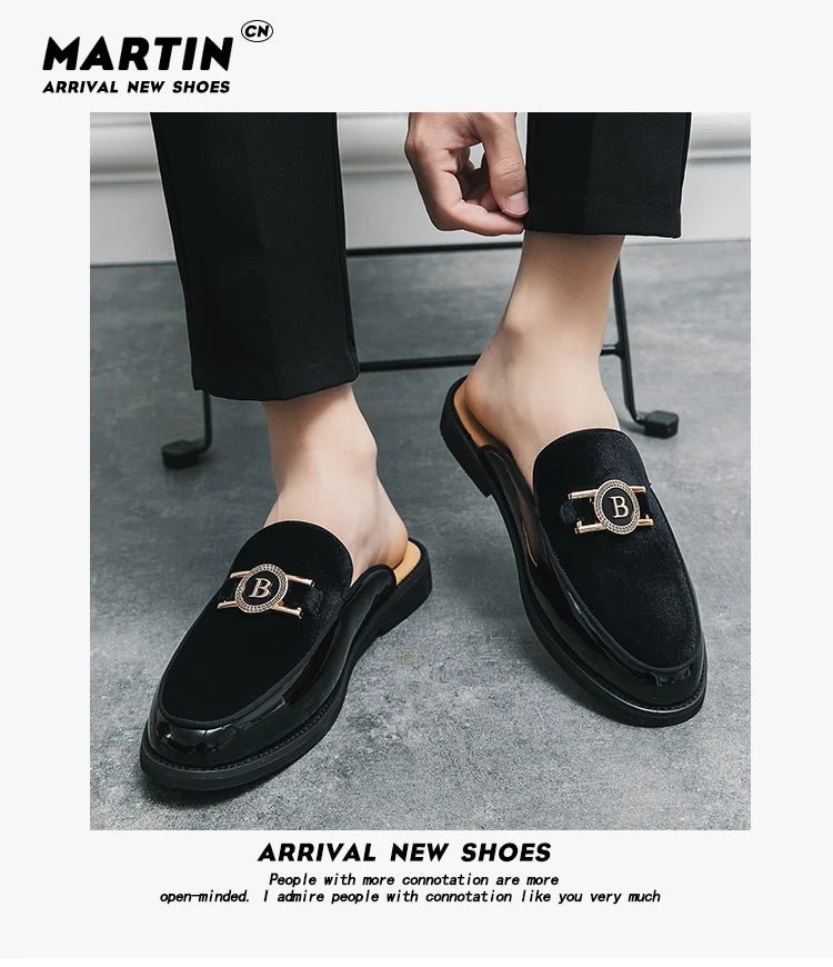Men’s Black Leather Mules | Men's Mules & Clogs by Anwer Fancy | Worldwide Shipping