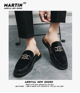 Men’s Black Leather Mules | Men's Mules & Clogs by Anwer Fancy | Worldwide Shipping
