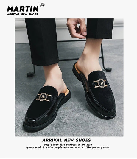 Men’s Black Leather Mules | Men's Mules & Clogs by Anwer Fancy | Worldwide Shipping