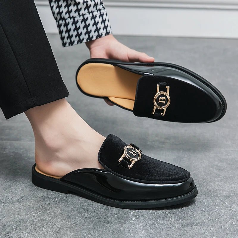 Men’s Black Leather Mules | Men's Mules & Clogs by Anwer Fancy | Worldwide Shipping