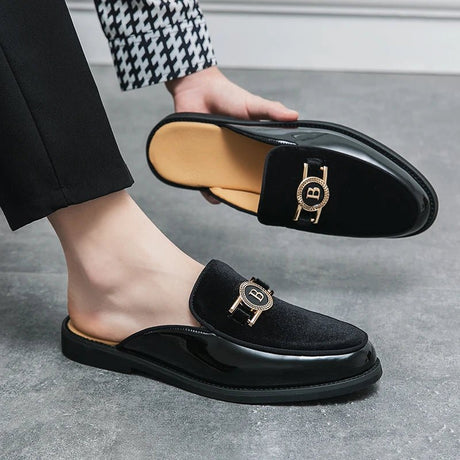 Men’s Black Leather Mules | Men's Mules & Clogs by Anwer Fancy | Worldwide Shipping