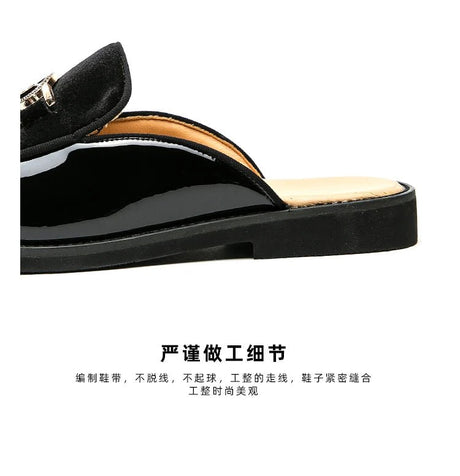 Men’s Black Leather Mules | Men's Mules & Clogs by Anwer Fancy | Worldwide Shipping