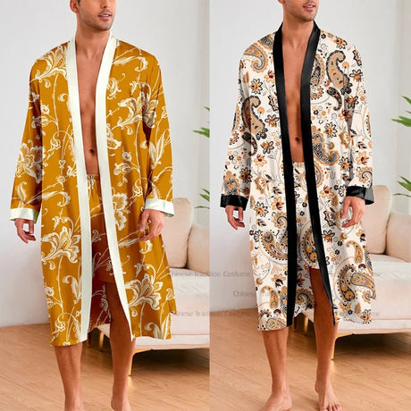 Men’s Leopard Satin Bathrobe Set | Men's Loungewear by Anwer Fancy | Worldwide Shipping