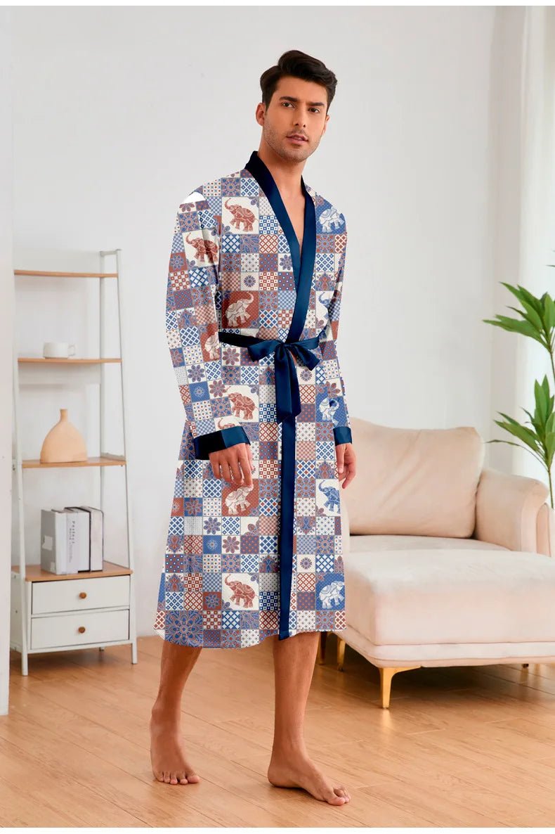 Men’s Leopard Satin Bathrobe Set | Men's Loungewear by Anwer Fancy | Worldwide Shipping