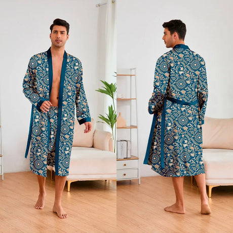Men’s Leopard Satin Bathrobe Set | Men's Loungewear by Anwer Fancy | Worldwide Shipping