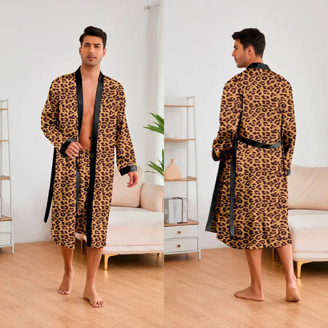 Men’s Leopard Satin Bathrobe Set | Men's Loungewear by Anwer Fancy | Worldwide Shipping
