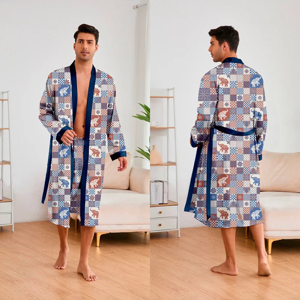 Men’s Leopard Satin Bathrobe Set | Men's Loungewear by Anwer Fancy | Worldwide Shipping