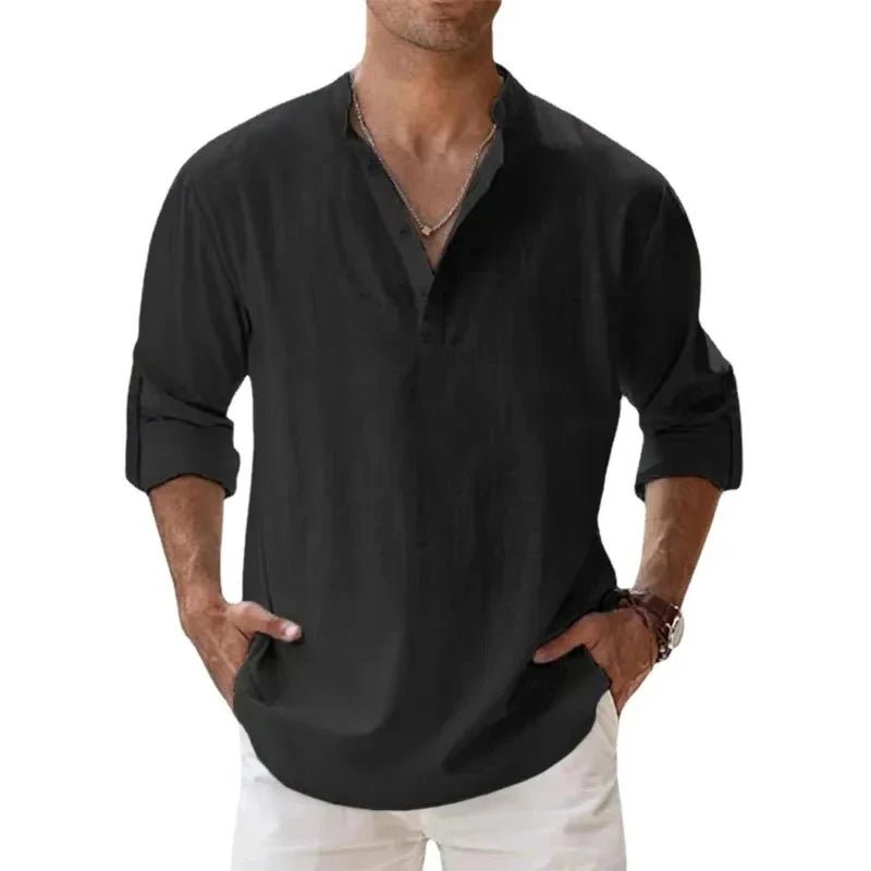 Men’s Linen Henley Shirt | Men's Loungewear by Anwer Fancy | Worldwide Shipping