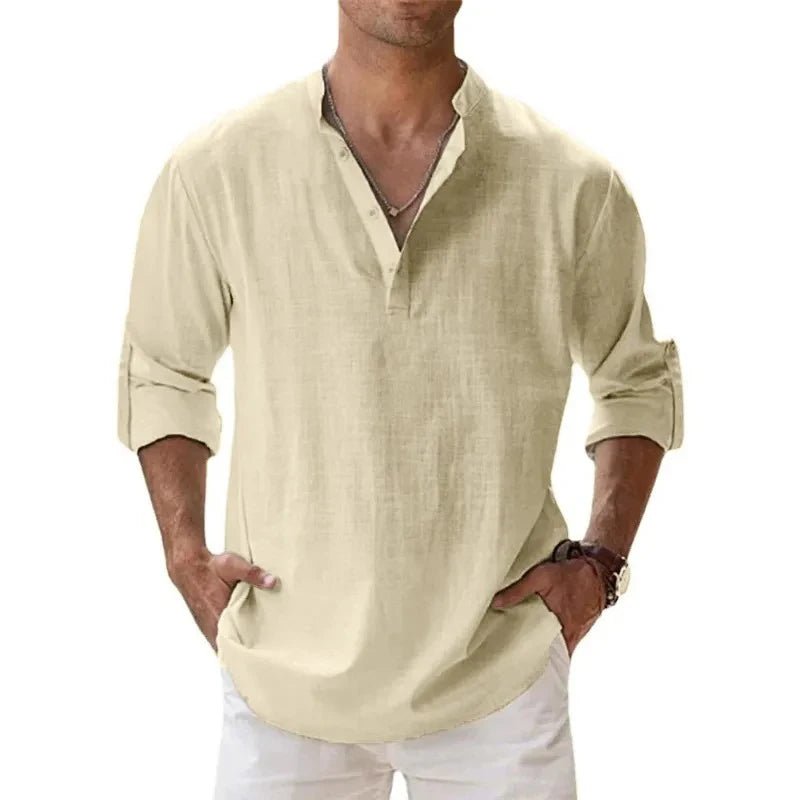 Men’s Linen Henley Shirt | Men's Loungewear by Anwer Fancy | Worldwide Shipping