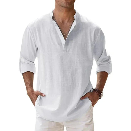 Men’s Linen Henley Shirt | Men's Loungewear by Anwer Fancy | Worldwide Shipping