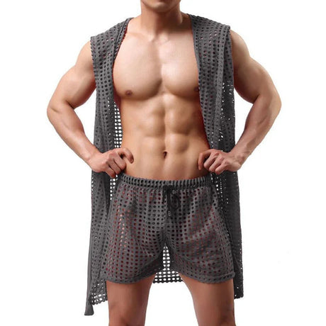 Men’s Mesh Sleeveless Bathrobe | Men's Loungewear by Anwer Fancy | Worldwide Shipping