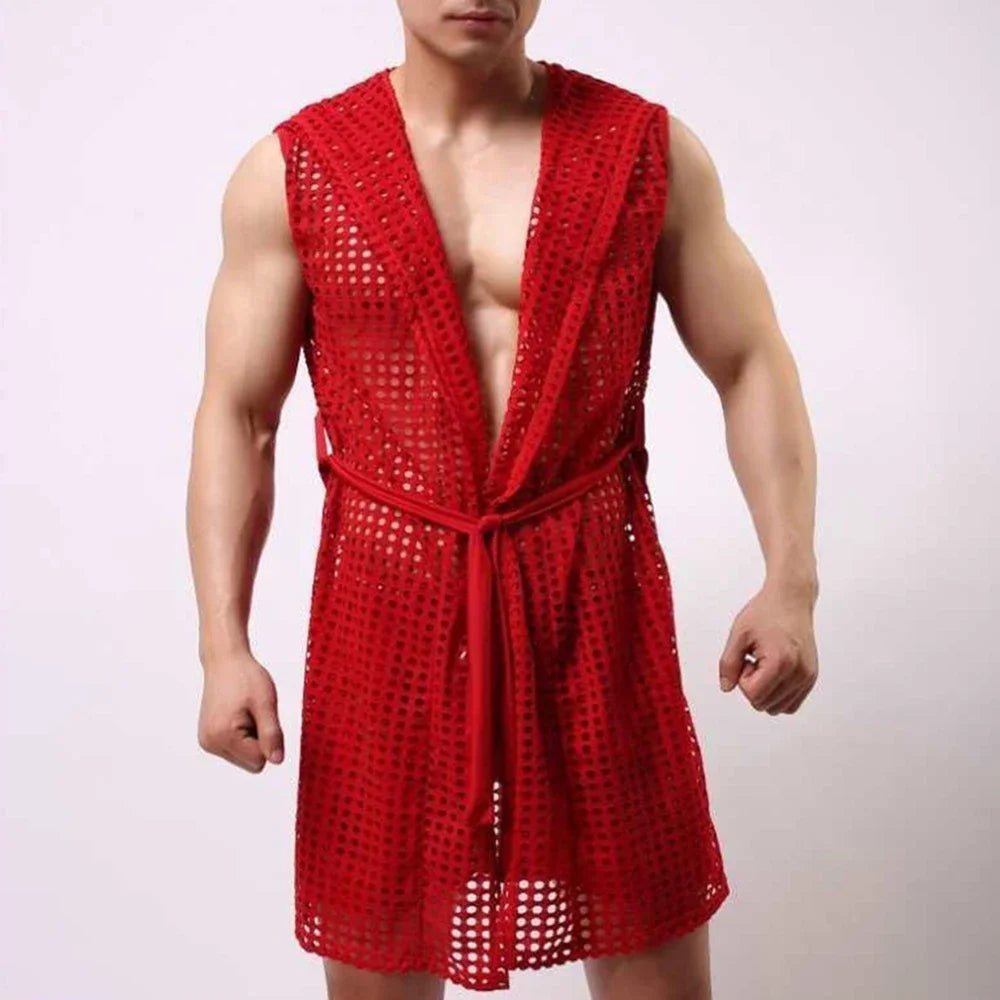 Men’s Mesh Sleeveless Bathrobe | Men's Loungewear by Anwer Fancy | Worldwide Shipping