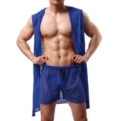 Men’s Mesh Sleeveless Bathrobe | Men's Loungewear by Anwer Fancy | Worldwide Shipping