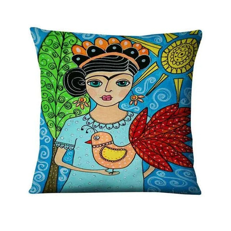 Mexican Girl Painting Pillow | by Anwer Fancy | Worldwide Shipping