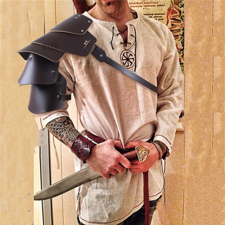 Retro Medieval PU Leather Shoulder Armor | by Anwer Fancy | Worldwide Shipping