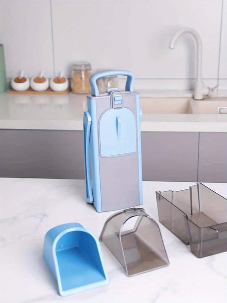 Safe 5-in-1 Mandoline Slicer by GENAIC with detachable parts on kitchen countertop.