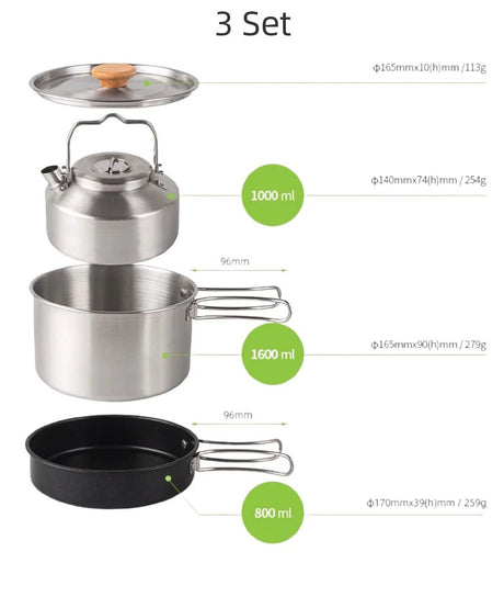 Stainless Steel Camping Cookware Set | by Anwer Fancy | Worldwide Shipping