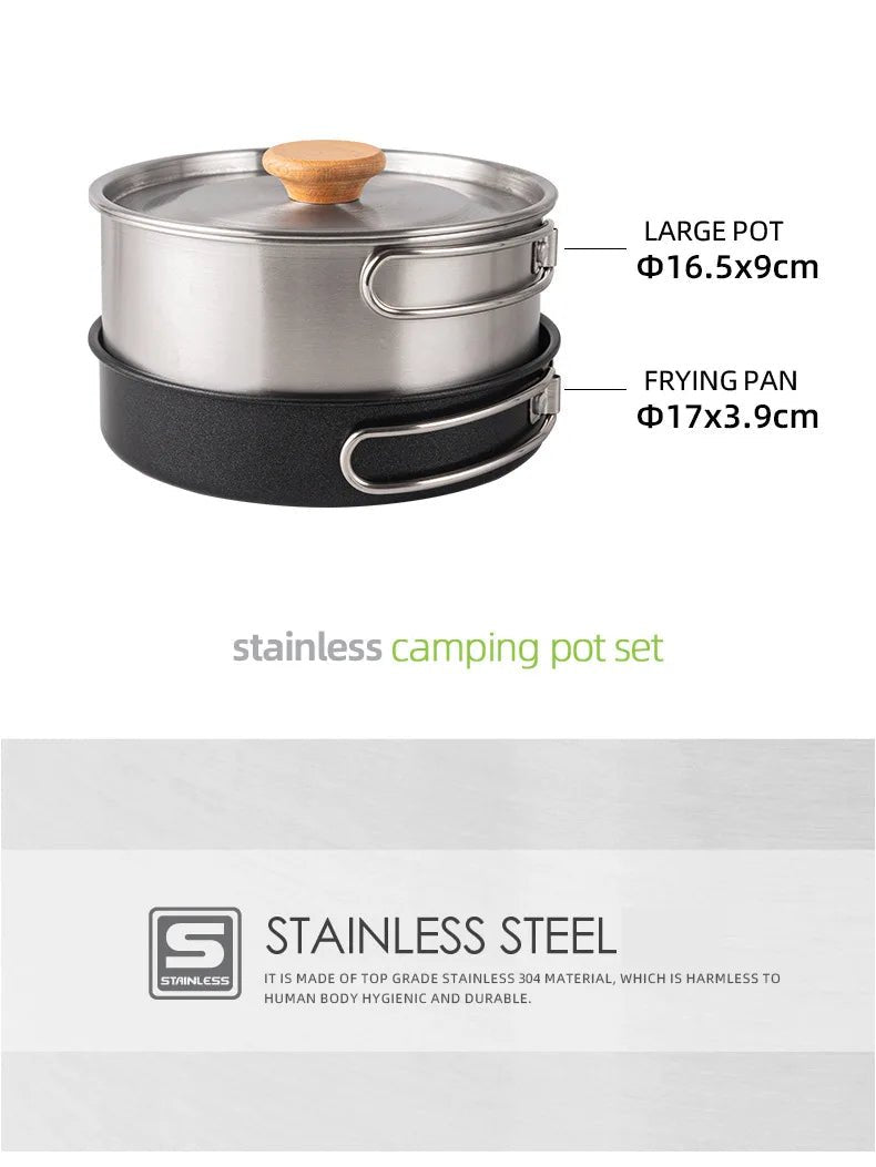 Stainless Steel Camping Cookware Set | by Anwer Fancy | Worldwide Shipping