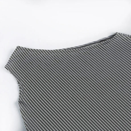 Striped Inclined Collar Crop Top Women | by Anwer Fancy | Worldwide Shipping