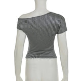 Striped Inclined Collar Crop Top Women | by Anwer Fancy | Worldwide Shipping